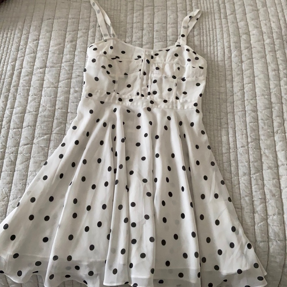 Mini white polka dot dress